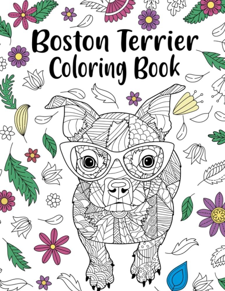 Boston terrier coloring book adult by publishing paperland