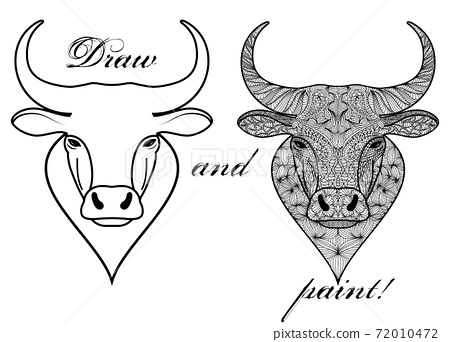 Art therapy coloring page with patterned head