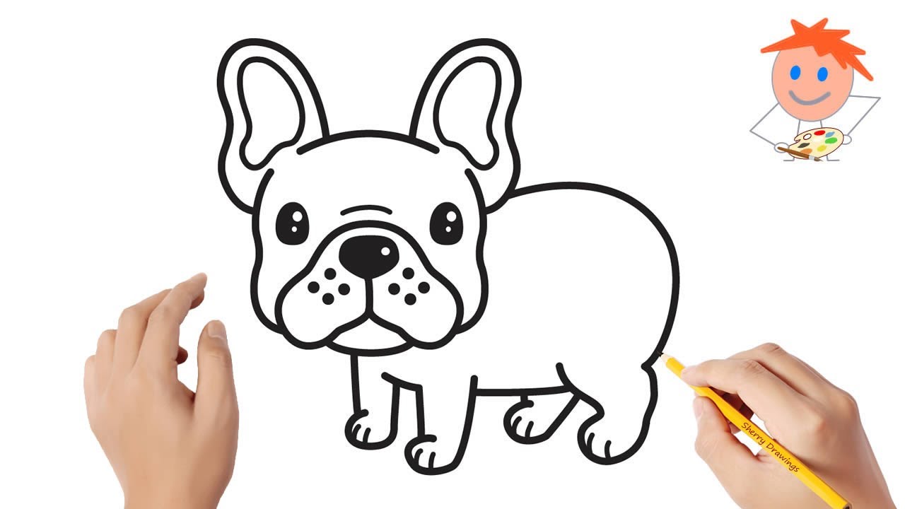How to draw a french bulldog dog easy drawings