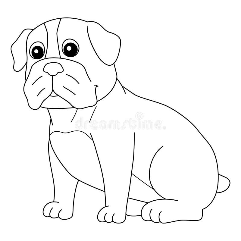 Bulldog dog coloring page for kids stock vector