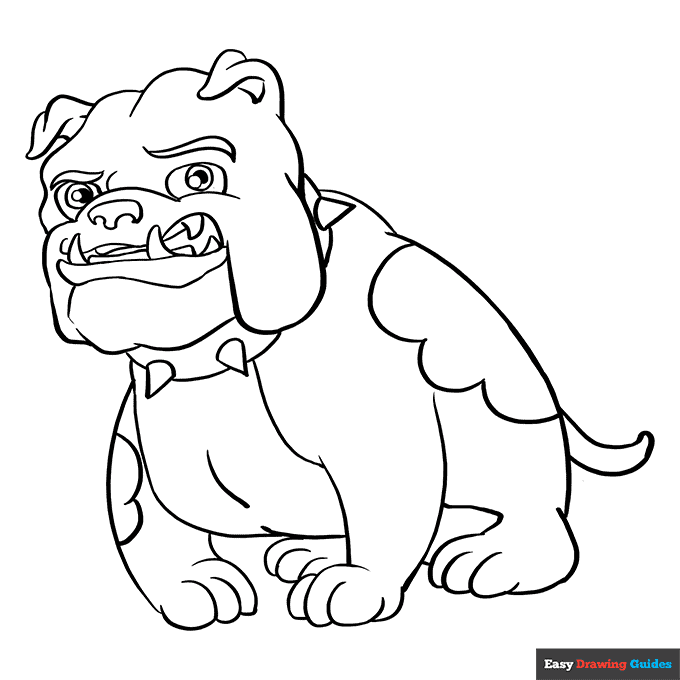 Bulldog coloring page easy drawing guides