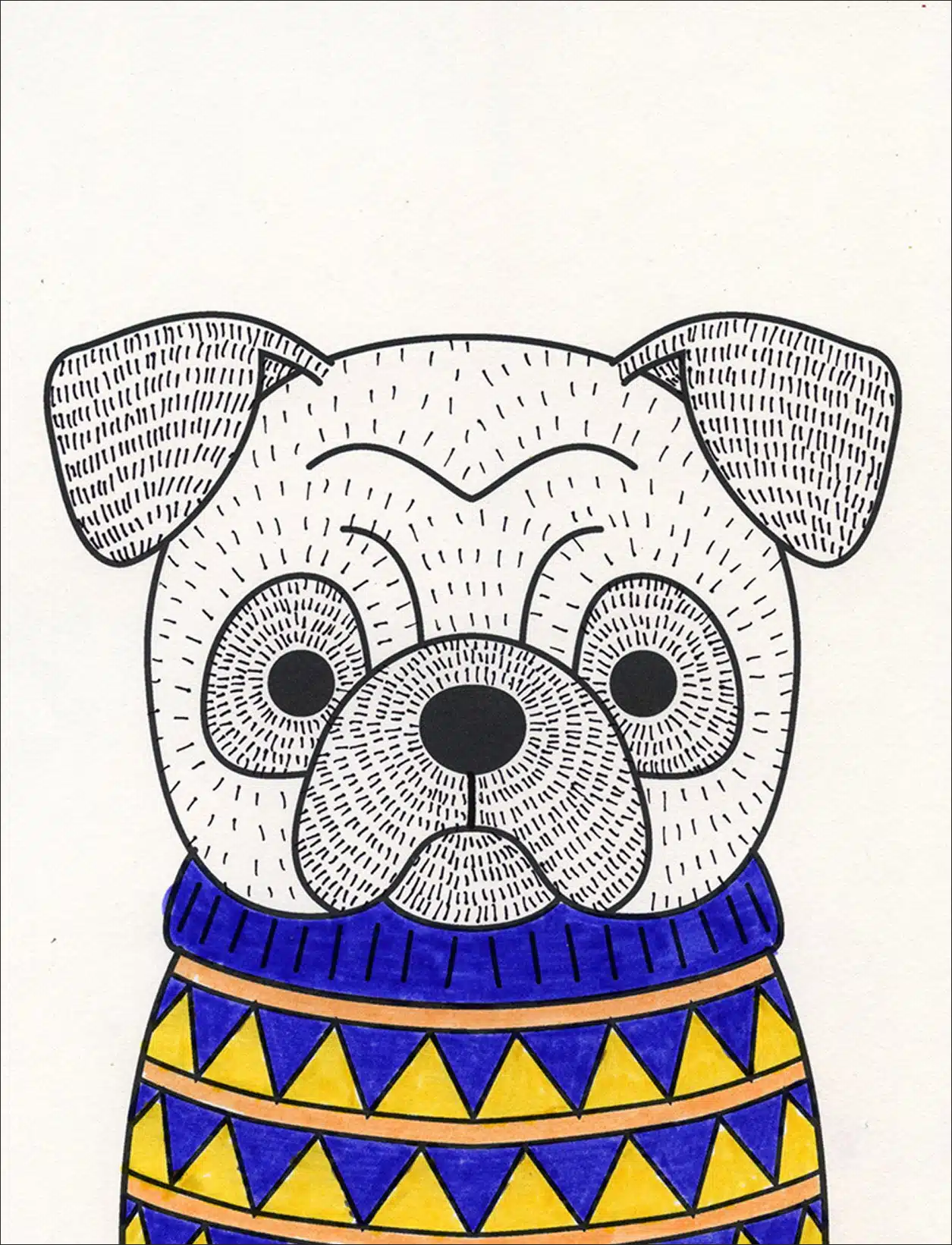 Easy how to draw a bulldog face and bulldog face coloring page