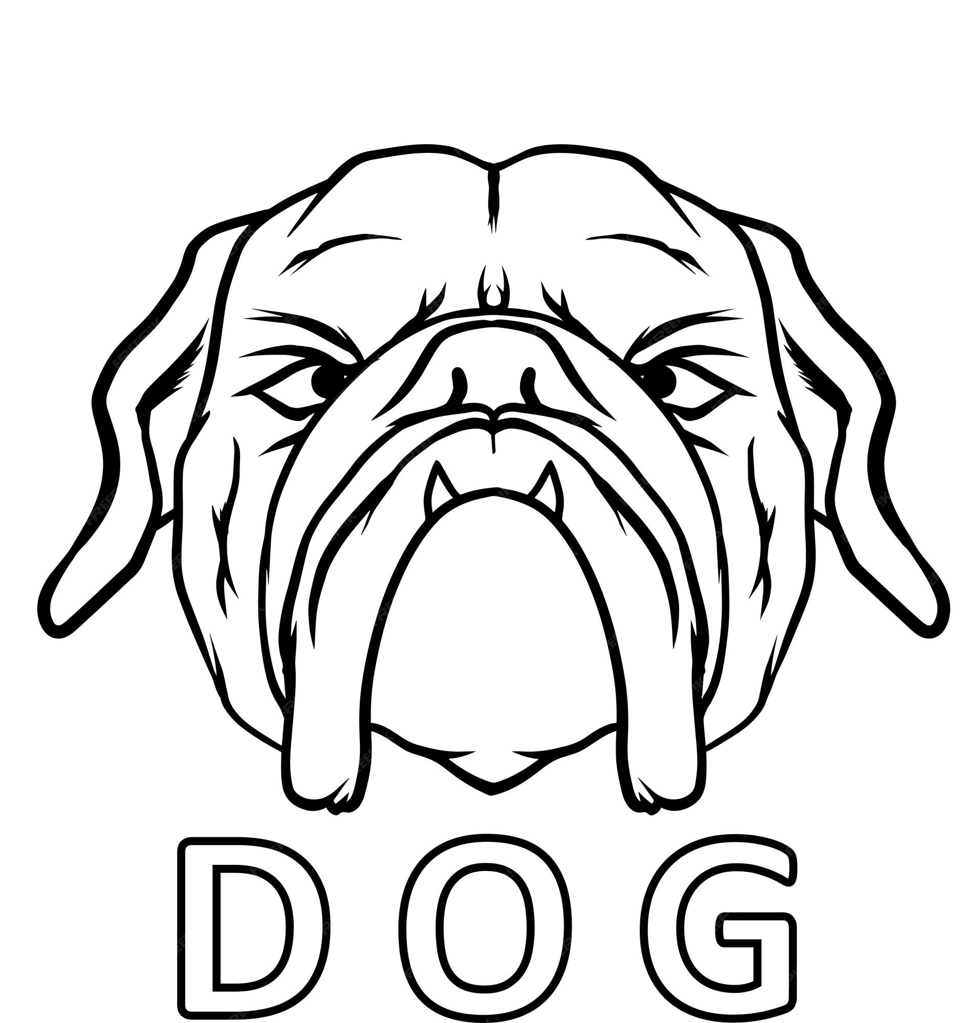 Premium vector illustration of a bulldogs face for a coloring book
