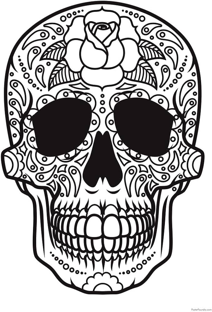 Day of the dead sugar skull icon lavera coloring poster for kids or adults family activity creative fun children cute color your own cool wall decor art print poster x