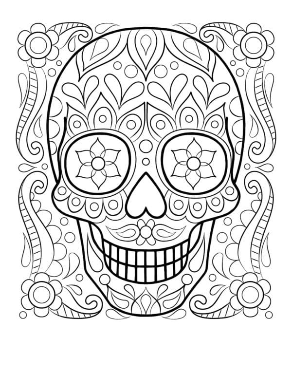 Sugar skull calavera coloring page