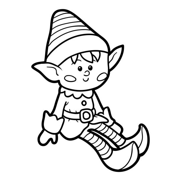 Elf coloring page stock illustrations royalty