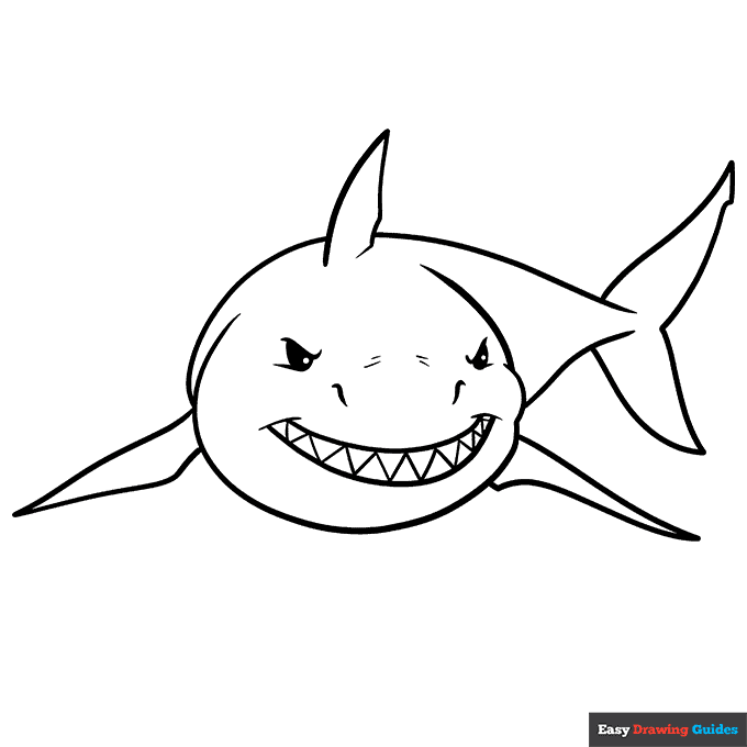 Cartoon shark coloring page easy drawing guides