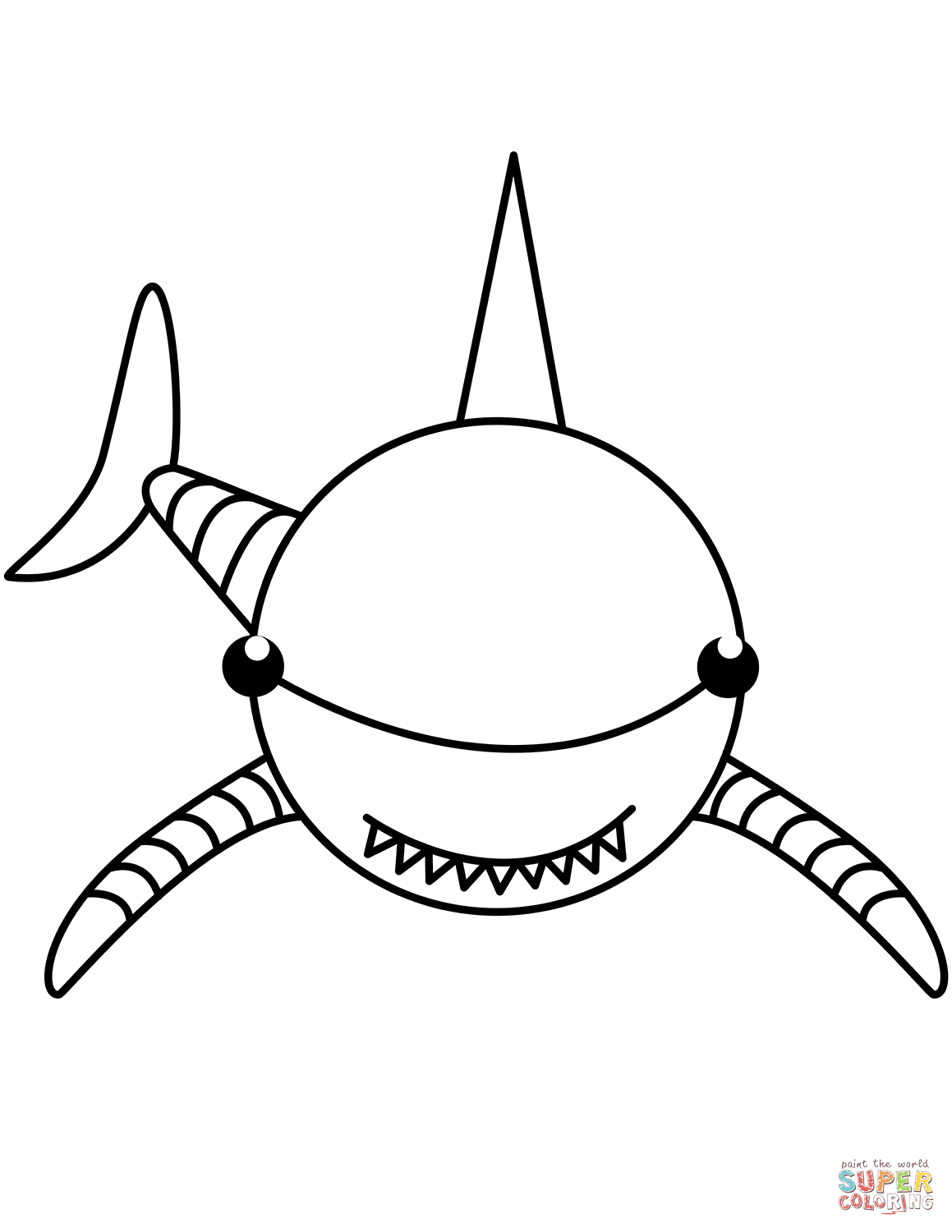 Cartoon shark coloring page free printable coloring pages