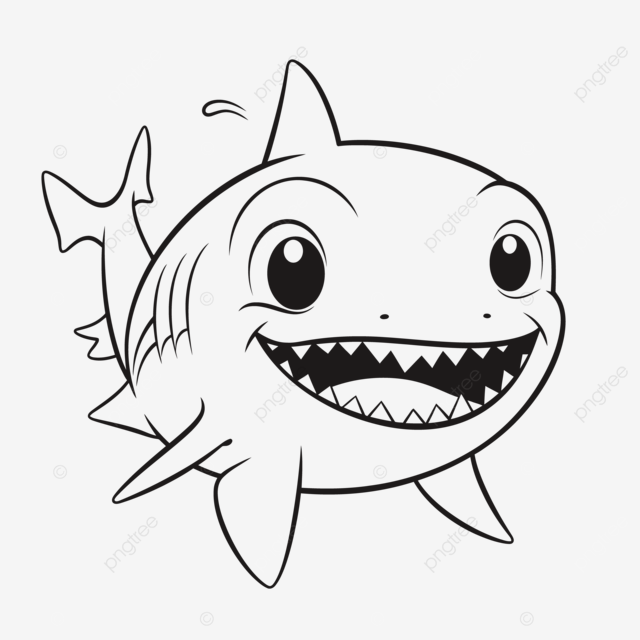 Cartoon shark coloring page with his mouth open outline sketch drawing vector shark drawing car drawing cartoon drawing png and vector with transparent background for free download