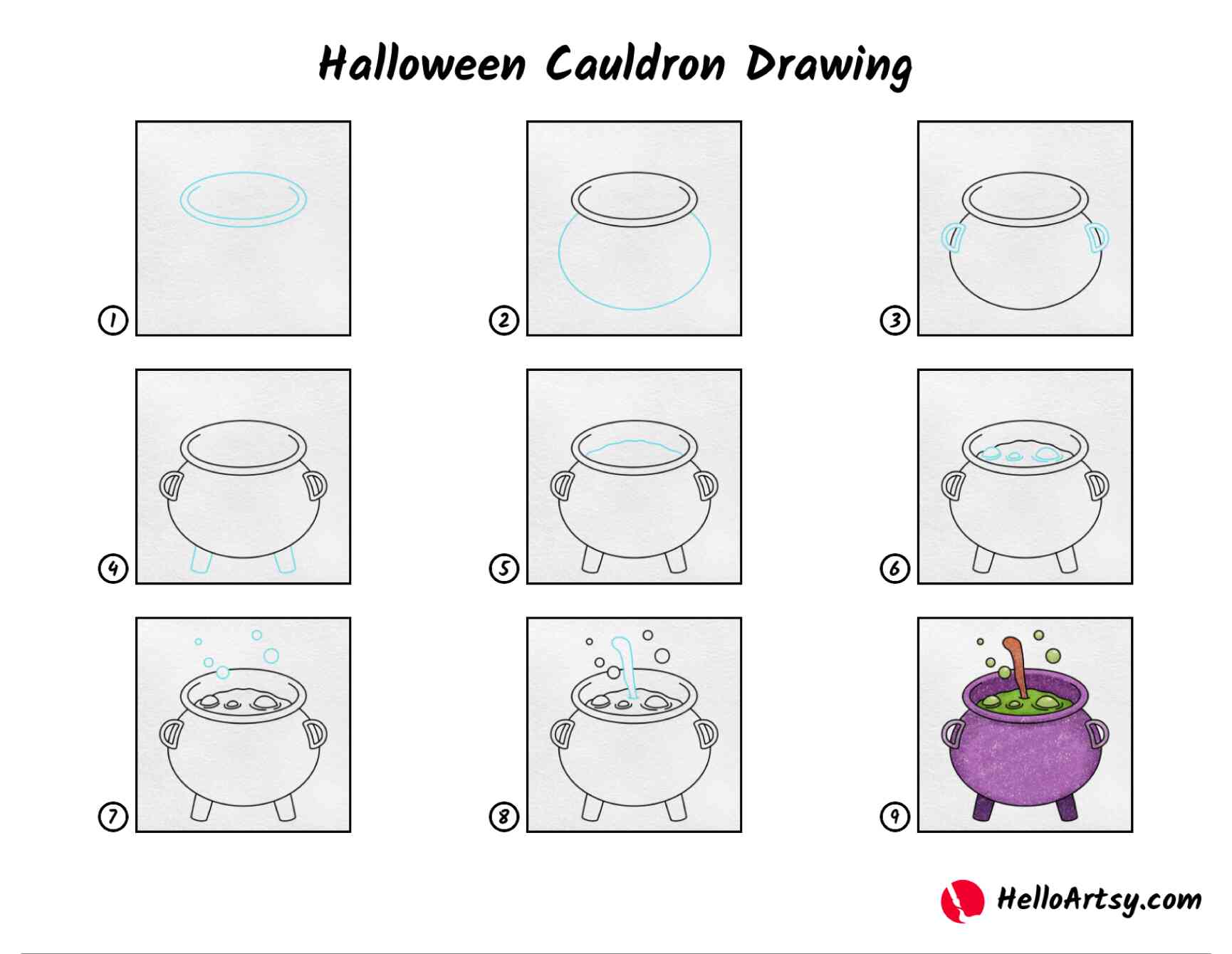 Halloween cauldron drawing