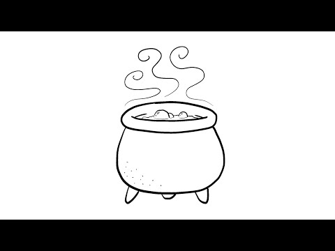 How to draw a siple witchs cauldron step