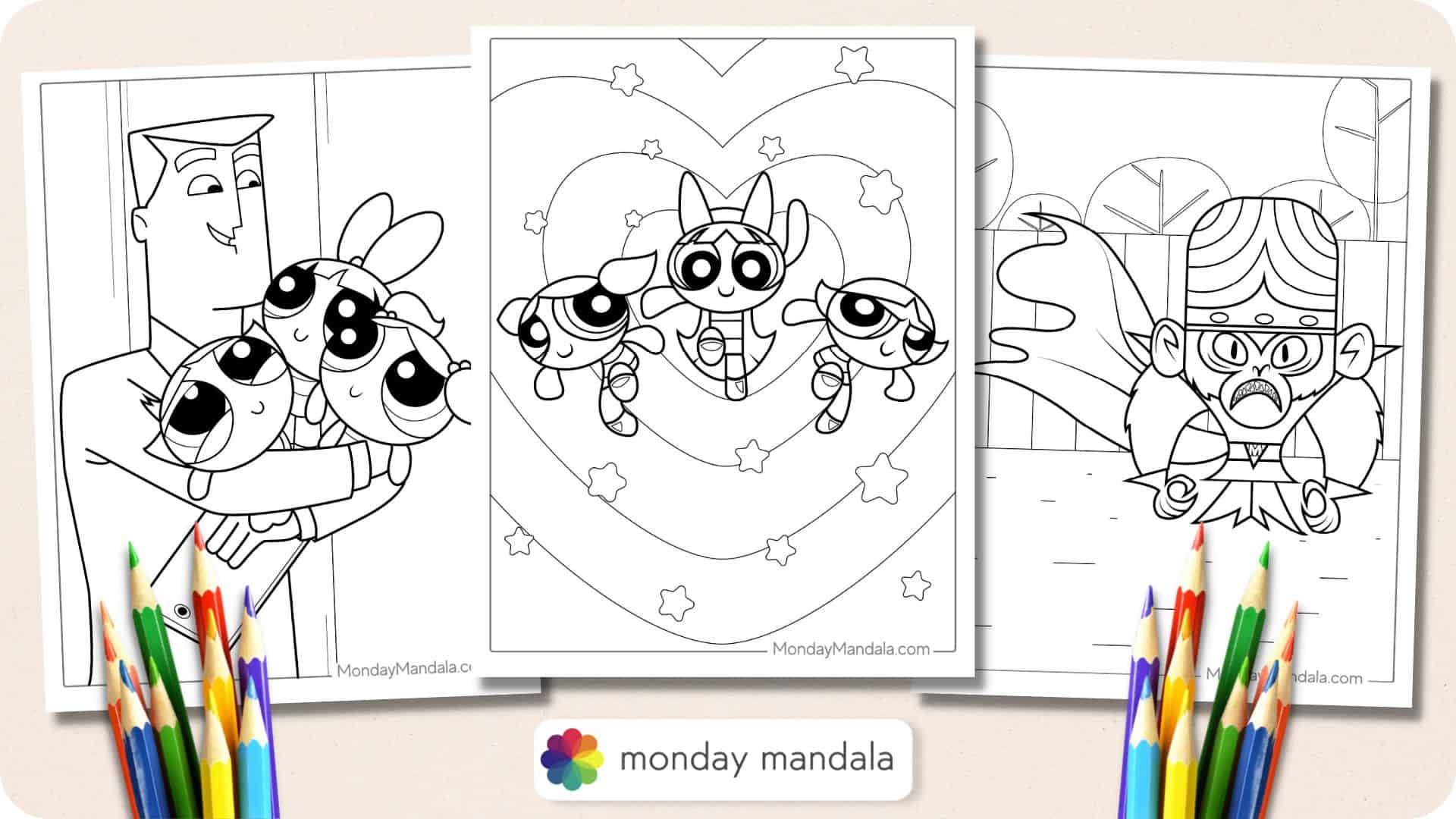 Powerpuff girls coloring pages free pdf printables