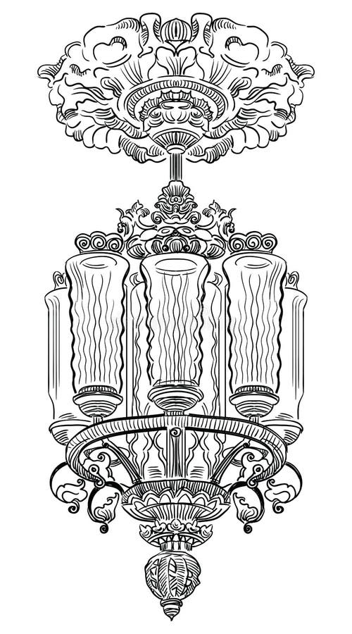 Hand drawing old vector chandelier stock vector