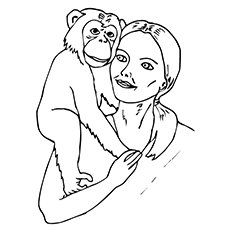 Free printable lovely chimpanzee coloring pages online