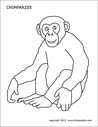 Chimpanzee free printable templates coloring pages