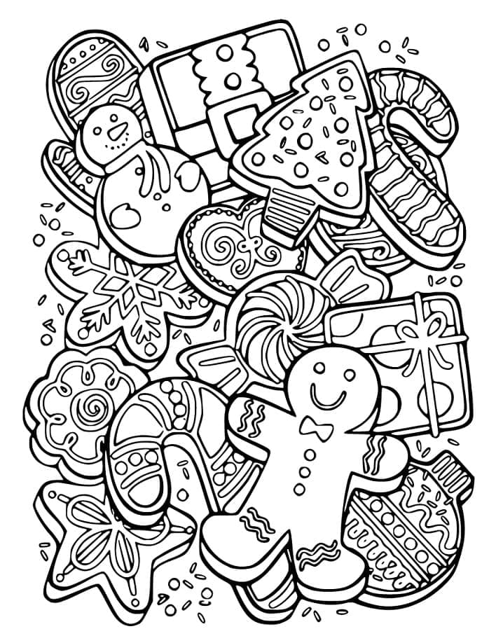 Christmas cookies image coloring page