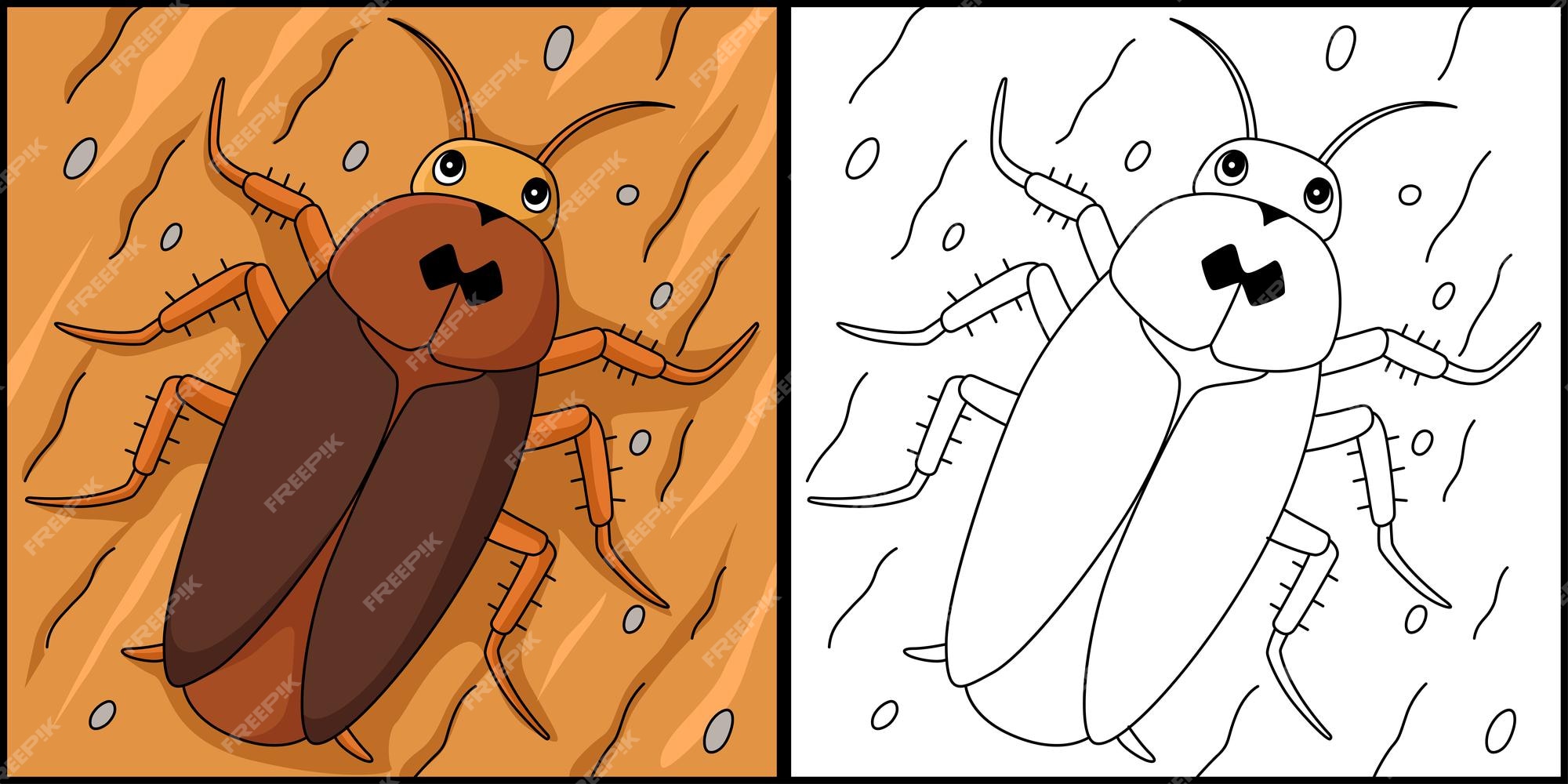 Premium vector cockroach animal coloring page illustration