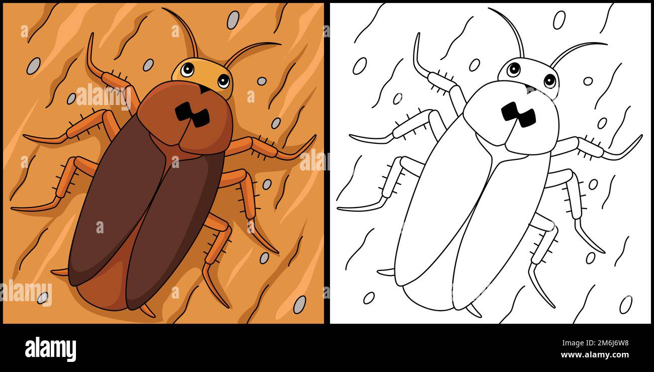 Cockroach coloring page for kids stock vector image art