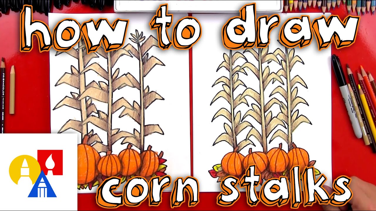 How to draw autun corn stalks and pupkins