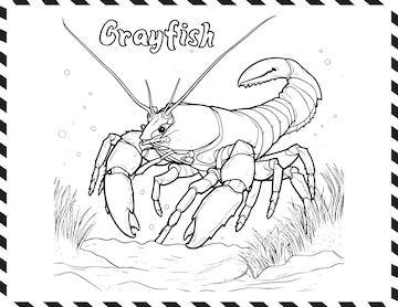 Premium vector crayfish coloring pages drawing for kids