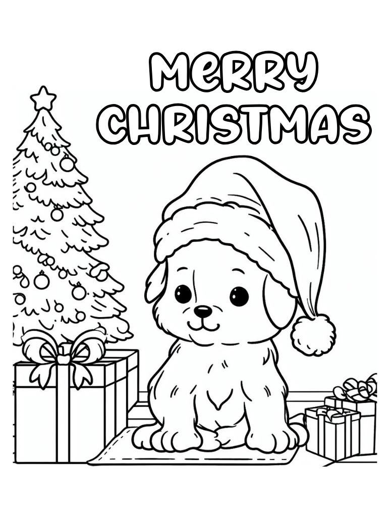 Free christmas dog coloring pages for kids