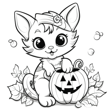 Halloween coloring page with cute black cat in pumpkin cat drawing pumpkin drawing halloween drawing png transparent image and clipart for free download