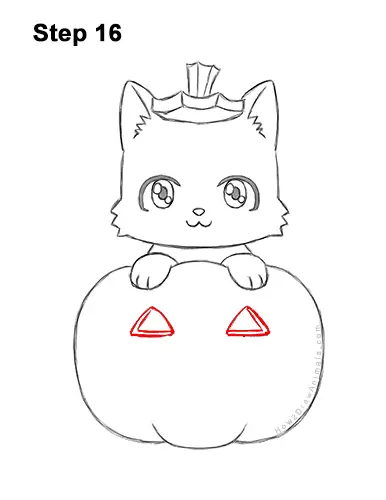 How to draw a cat in a pumpkin for halloween video step