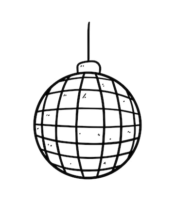 Premium vector disko ball mirror light design discos doodle linear cartoon coloring book