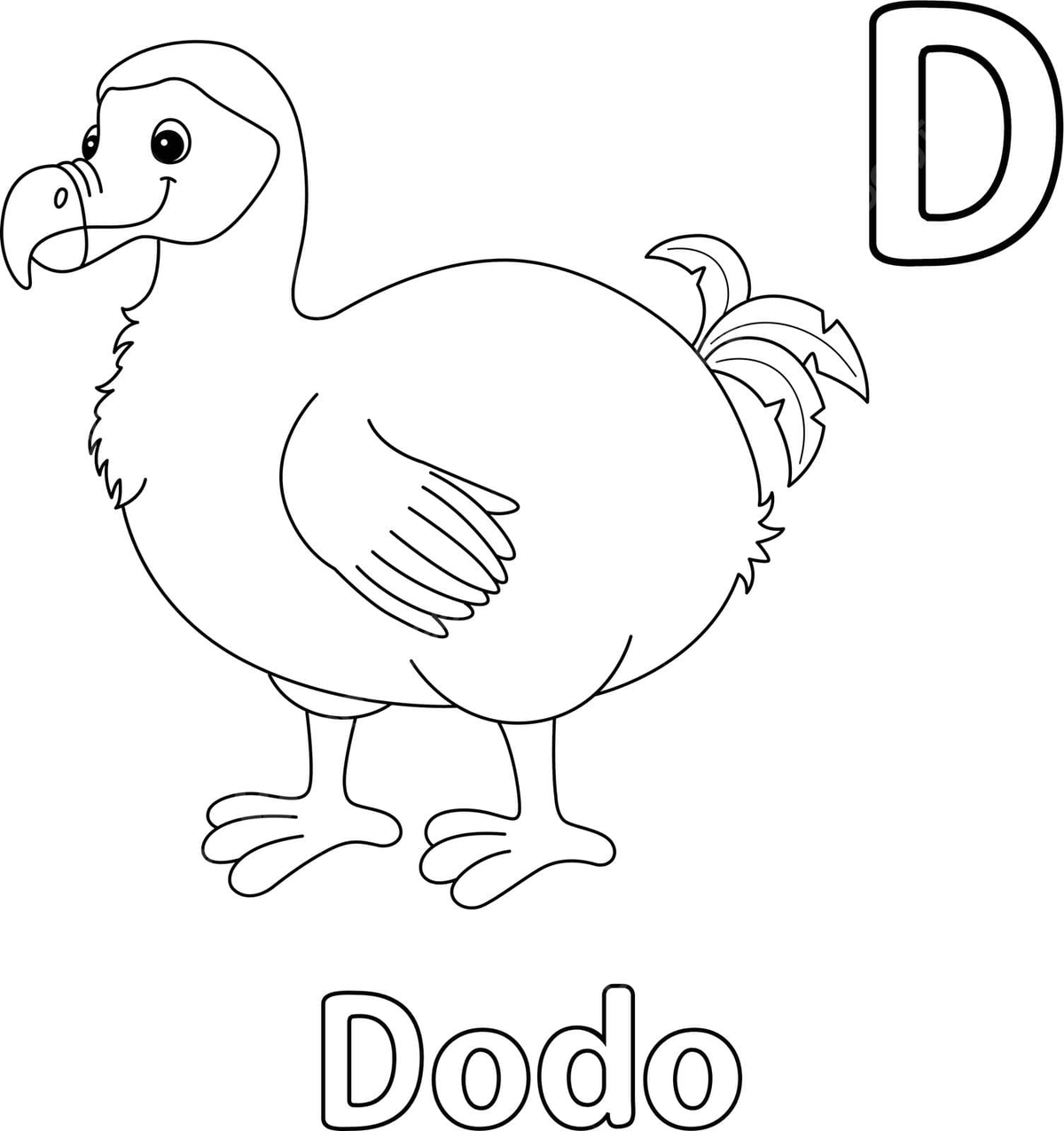 Isolated coloring page of dodo for animal alphabet with abc vector isolated bird kids png and vector with transparent background for free download