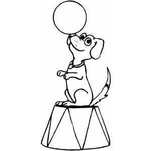 Trained dog balancing with ball coloring page