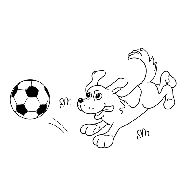 Coloring page outline of cartoon dog with soccer ball stock vector by oleon
