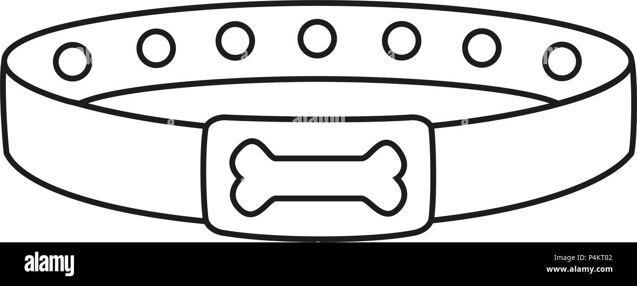 Line art black and white dog collar coloring page for adults and kids pet care themed vector illustration for icon sticker patch label badge ce stock vector image art