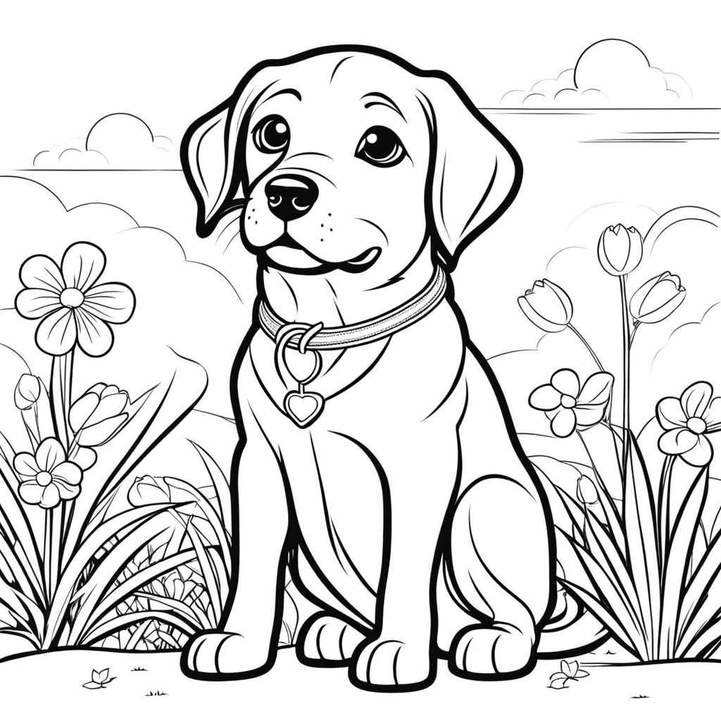 Draw the dog picture needed for coloring without the background color