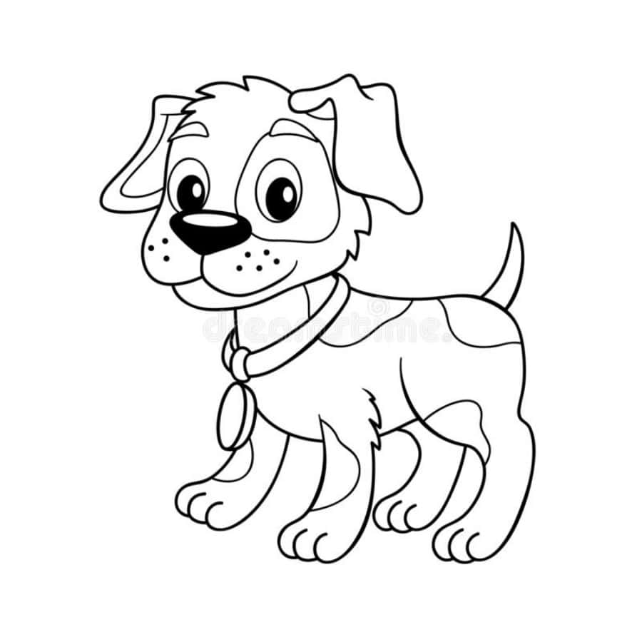 Download cute dog collar coloring activity picture
