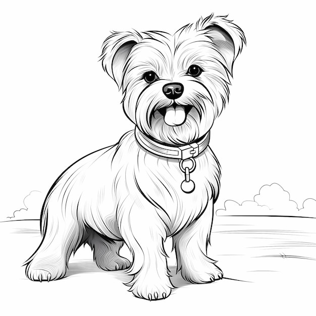 Premium ai image french poodle dog collar scene coloring pages for kid