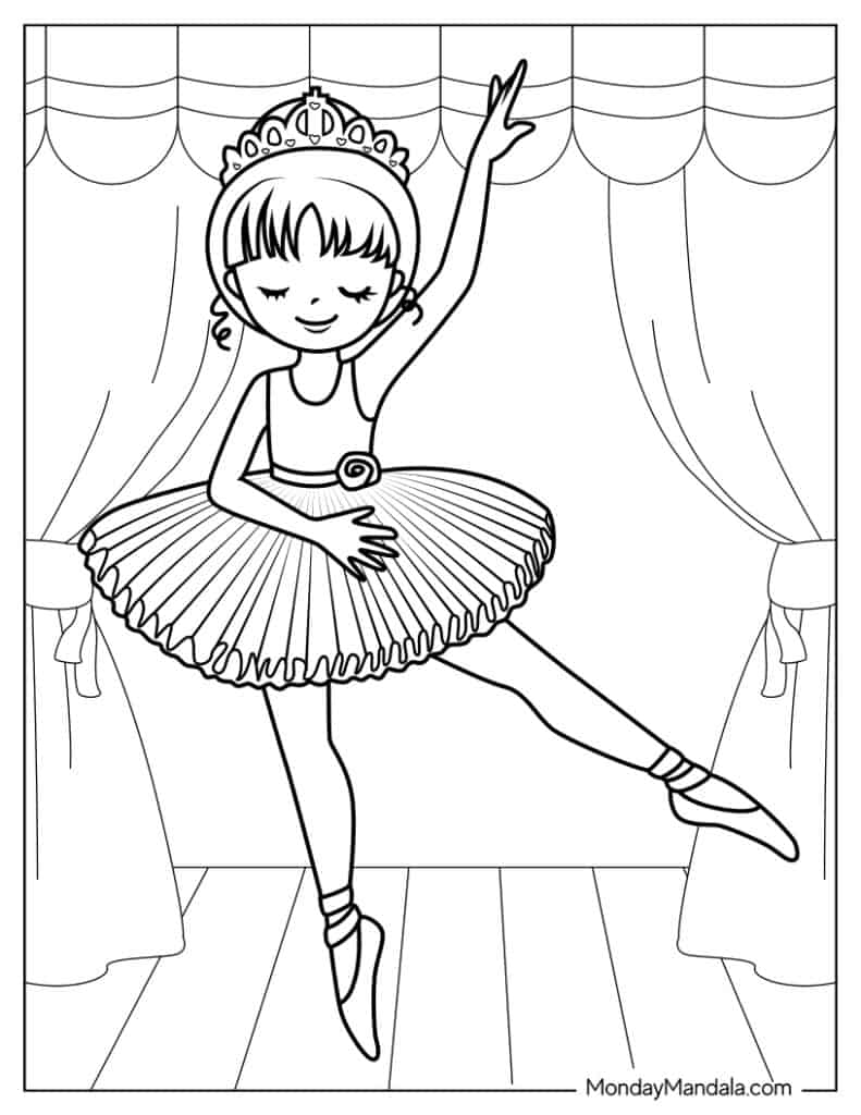 Ballerina coloring pages free pdf printables