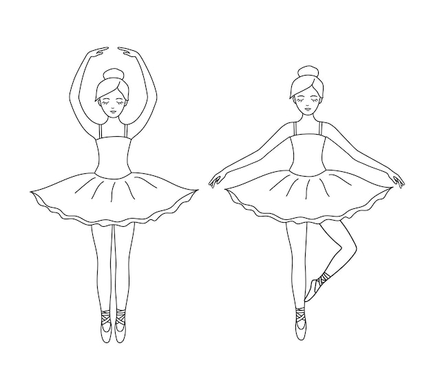 Premium vector coloring book or page for kids with ballerina outline black and white vector illustration cute dancing girl isolated on white