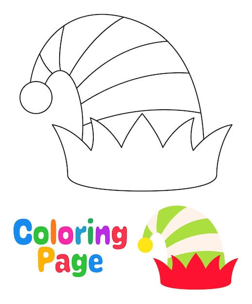 Premium vector coloring page with elf hat for kids