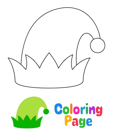 Premium vector coloring page with elf hat for kids
