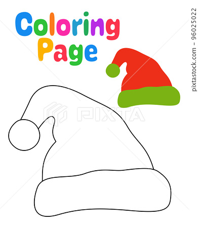 Coloring page with elf hat for kids