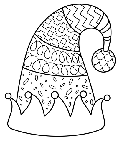 Christmas elf hat coloring page free printable coloring pages