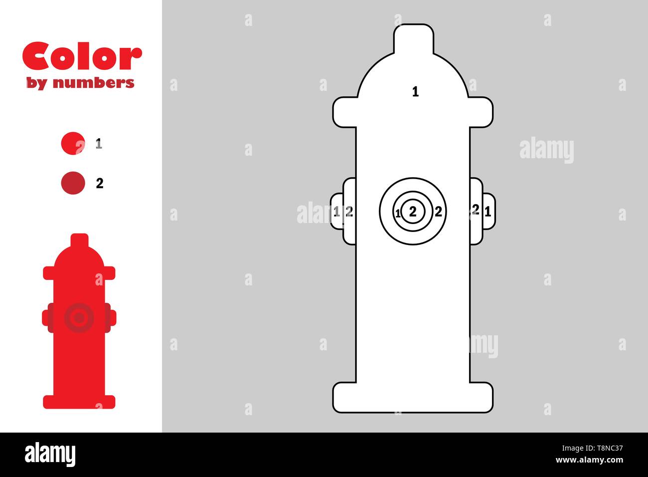 Hydrant in cartoon style color by number education paper game for the development of children coloring page kids preschool activity printable wor stock vector image art