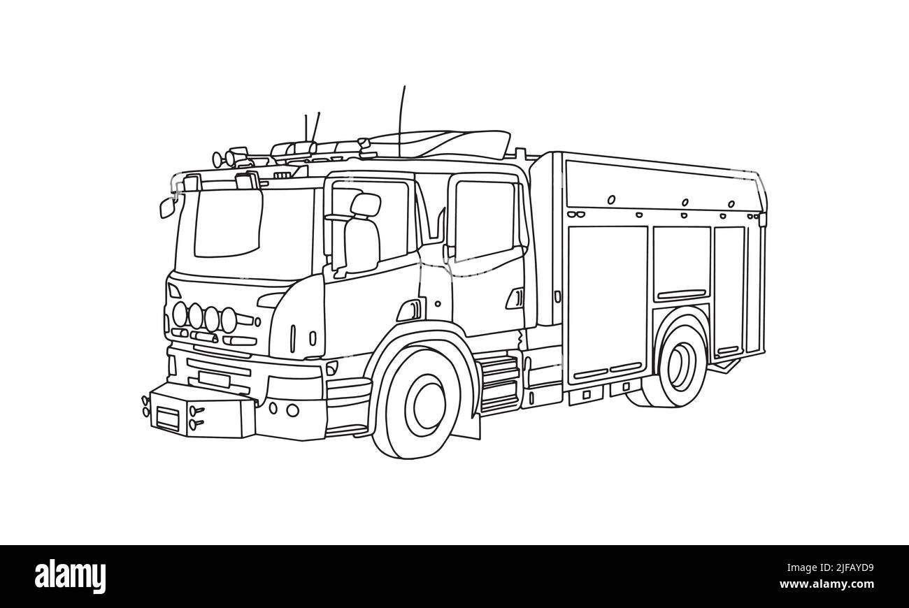 A fire truck line art nice sketch drawing for any kind of t