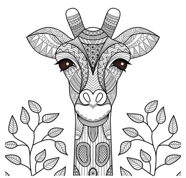 Adult coloring pages giraffe over royalty