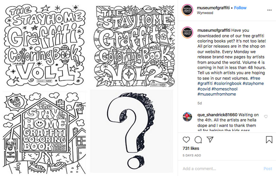 Museum of graffiti âstay homeâ graffiti coloring book dispatch from isolation brooklyn street art