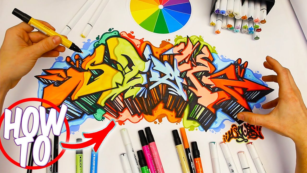 How to draw graffiti colors tutorial