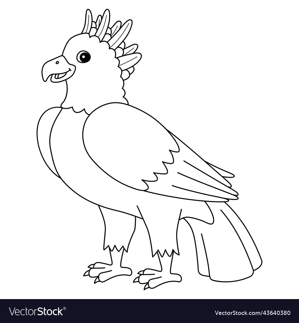Harpy eagle animal isolated coloring page for kids
