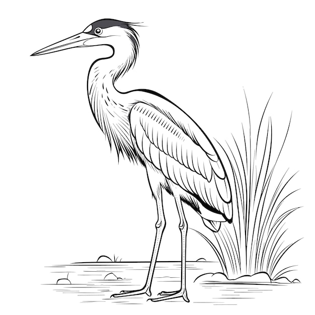 Premium vector heron coloring pages for kid
