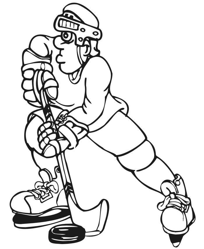 Hockey coloring page hockey player with puck