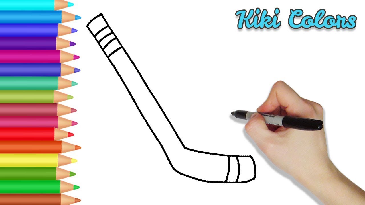 How to draw hockey stick drawing for kids and toddlers coloring page video
